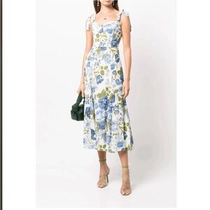 Reformation Nadira Midi Dress Lucca in Blue and Green